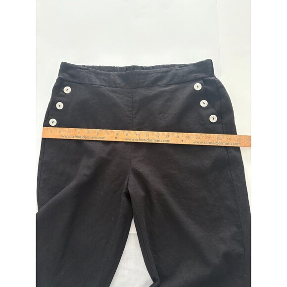 Joie Linen Blend Pants Size Large Black Wide Leg Cropped Lagenlook Pockets - Picture 7 of 15